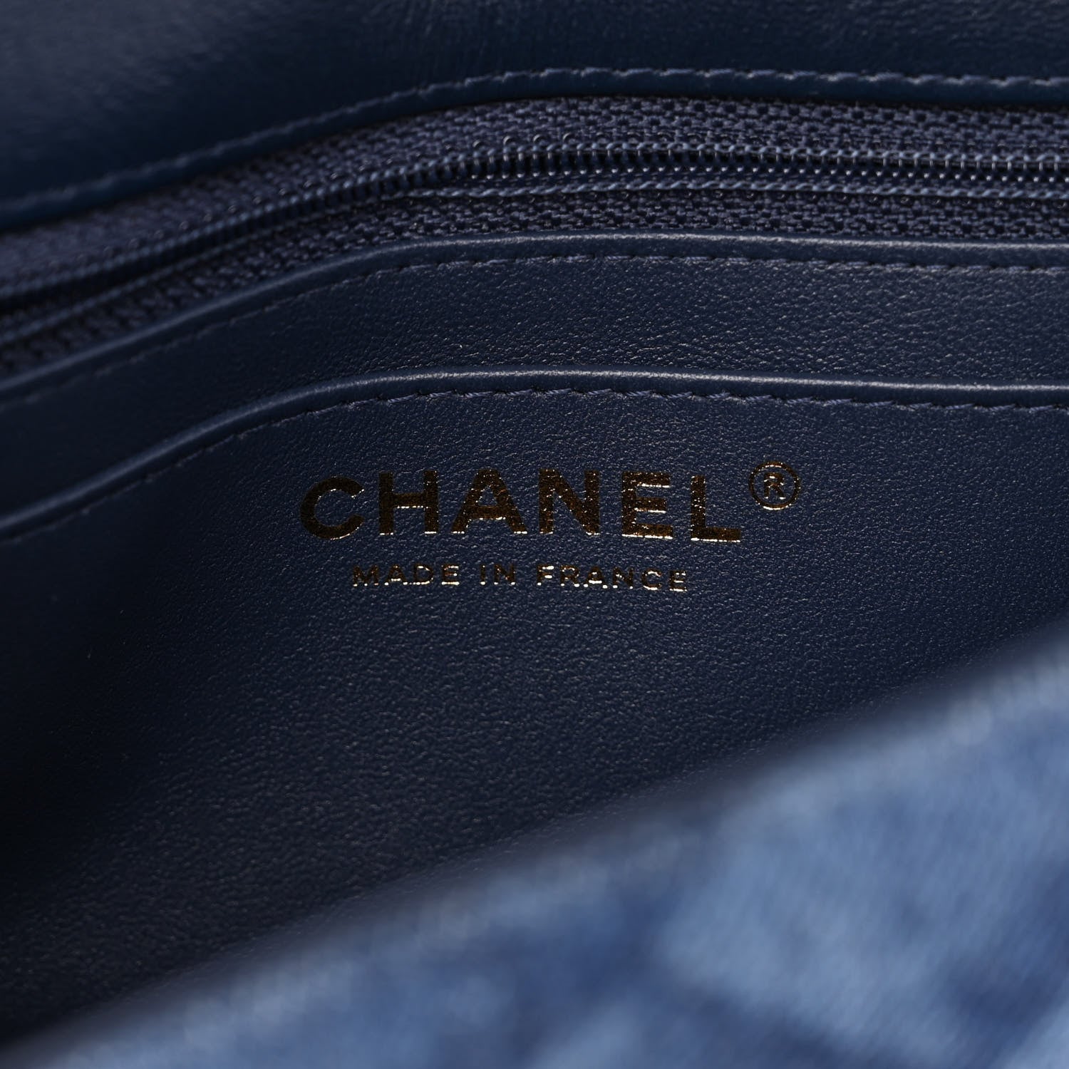 Chanel Printed Denim Quilted Mini Rectangular Flap Dark Blue 6 of 11
