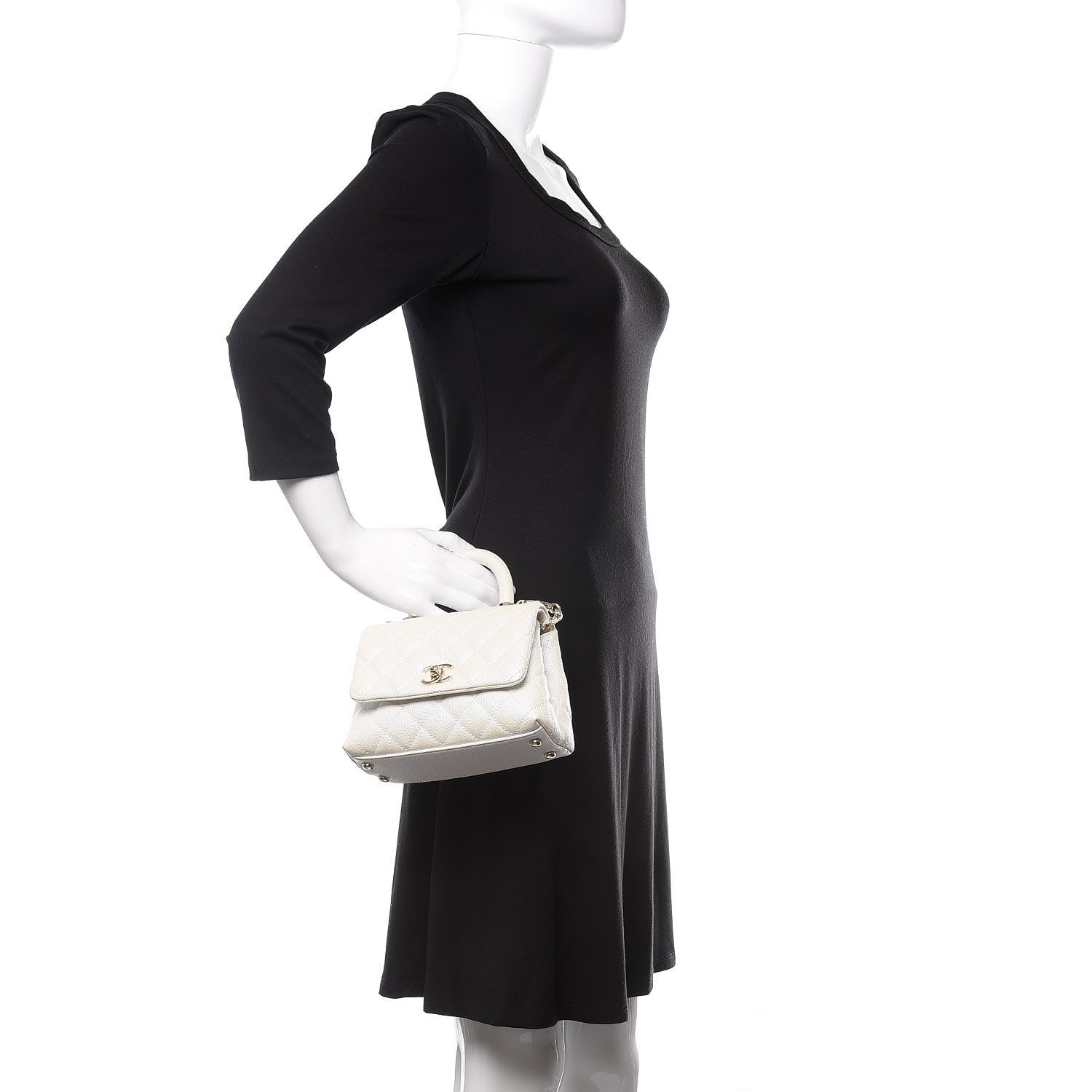 Chanel Iridescent Caviar Quilted Extra Mini Coco Handle Flap White 3 of 11