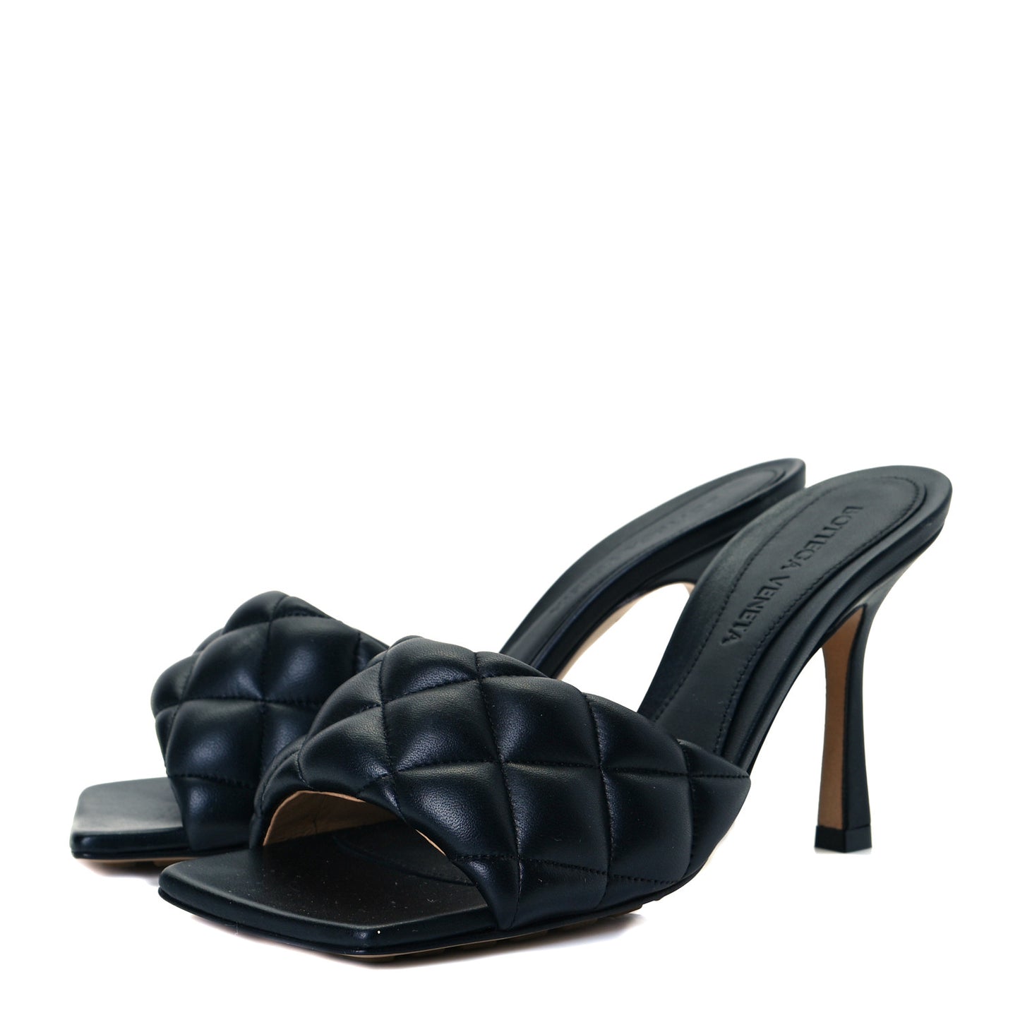 Nappa Matelasse Padded Mule Sandals 35 Black