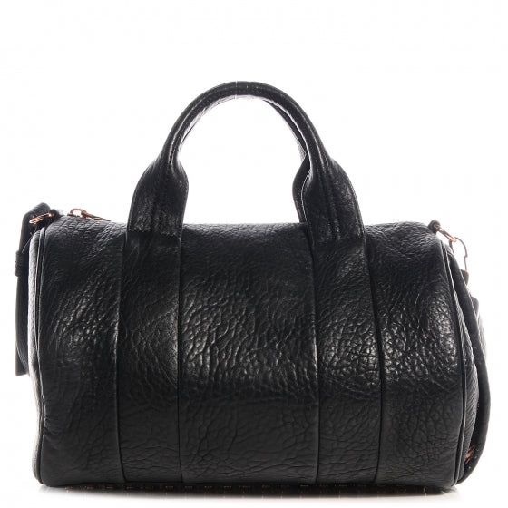 Pebbled Lambskin Rocco Black with Rose Gold Hardware
