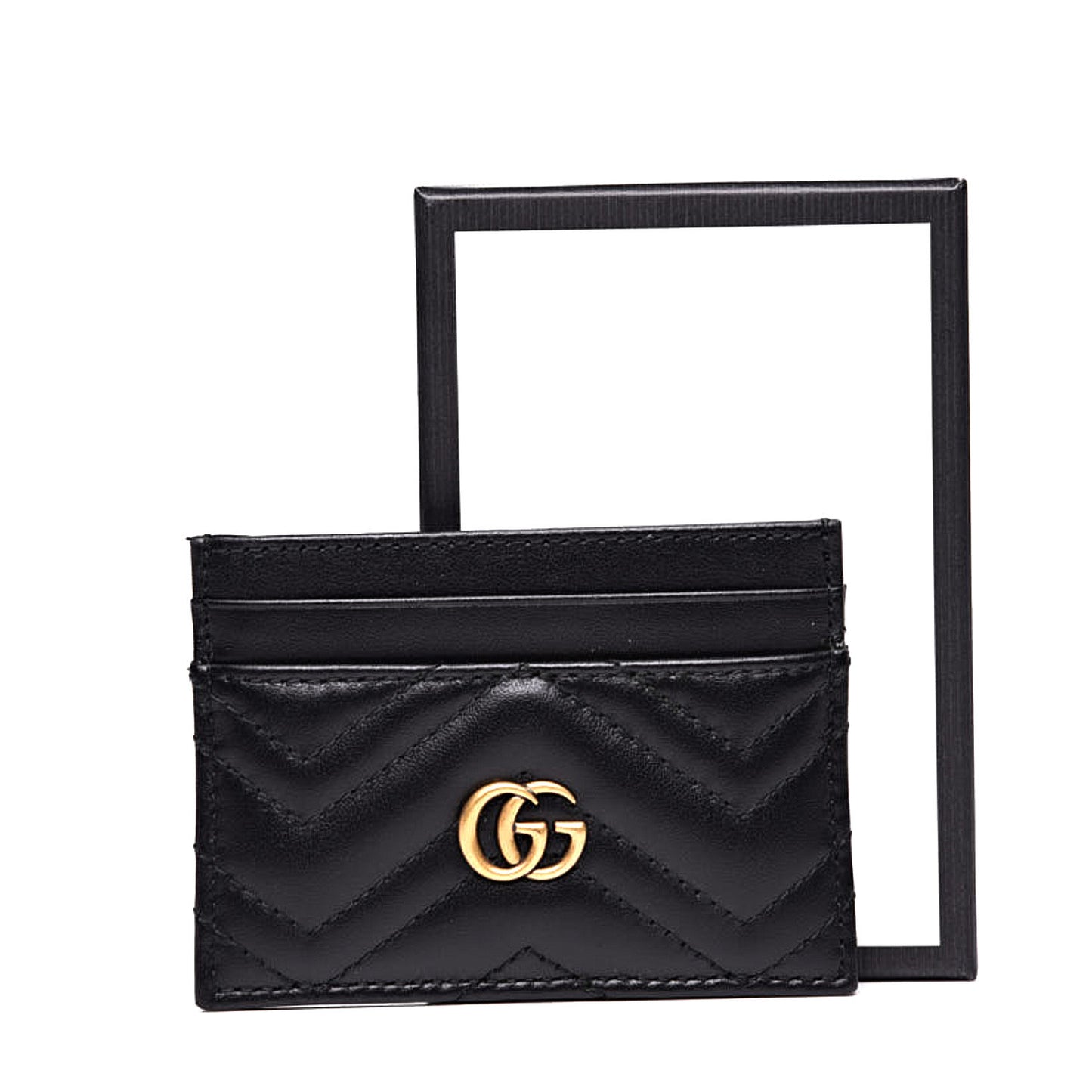 Calfskin Matelasse GG Marmont Card Holder Black