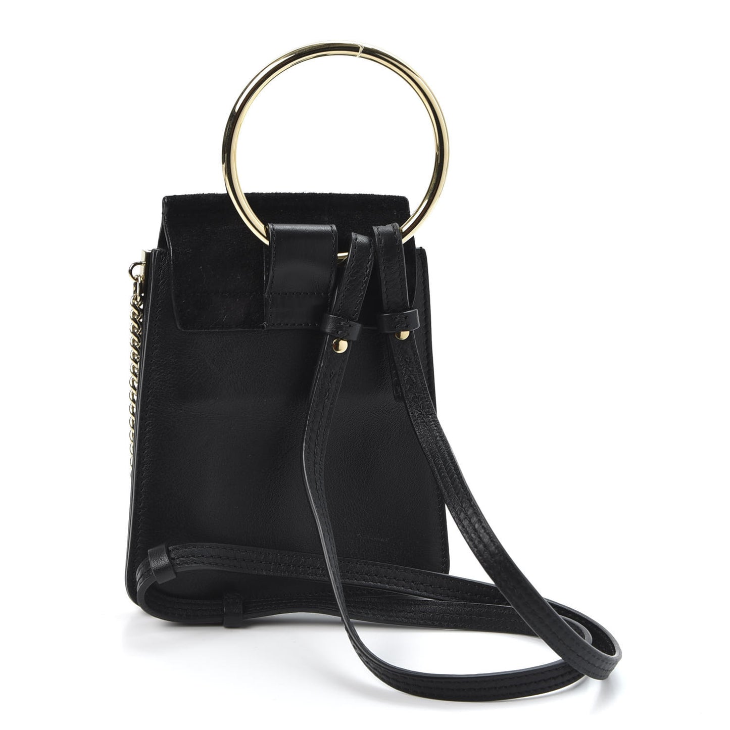 Suede Calfskin Mini Faye Bracelet Bag Black