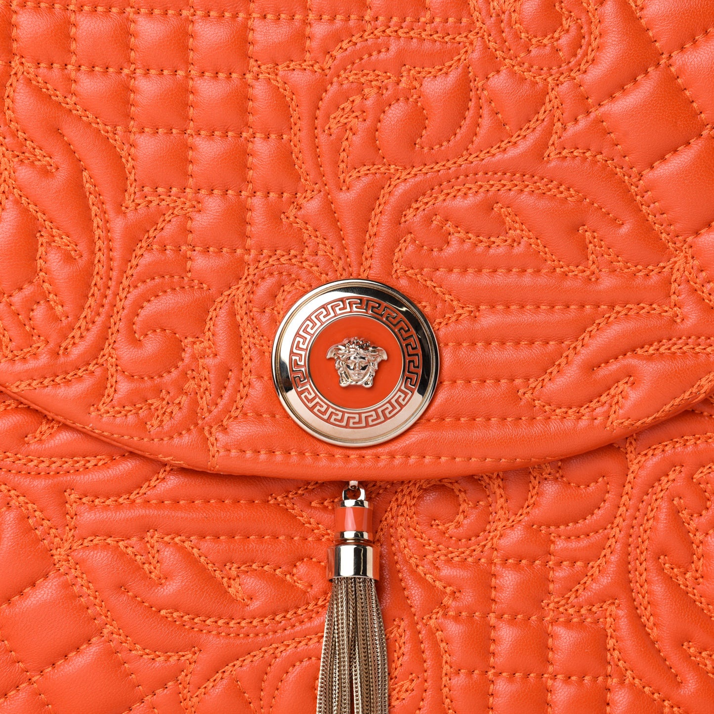 Barocco Quilted Nappa Altea Vanitas Satchel Orange