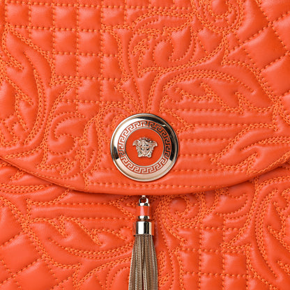 Versace Barocco Quilted Nappa Altea Vanitas Satchel Orange 10 of 10