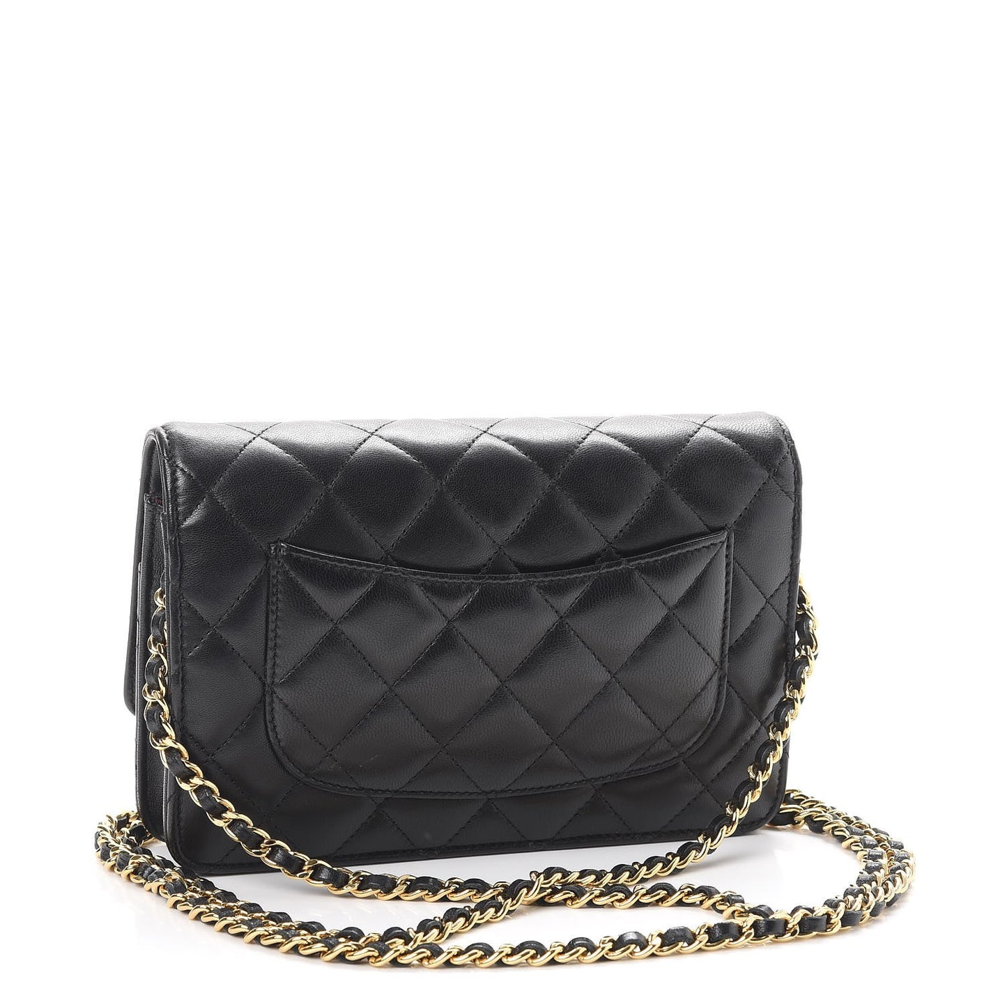 Lambskin Quilted Wallet On Chain WOC Black