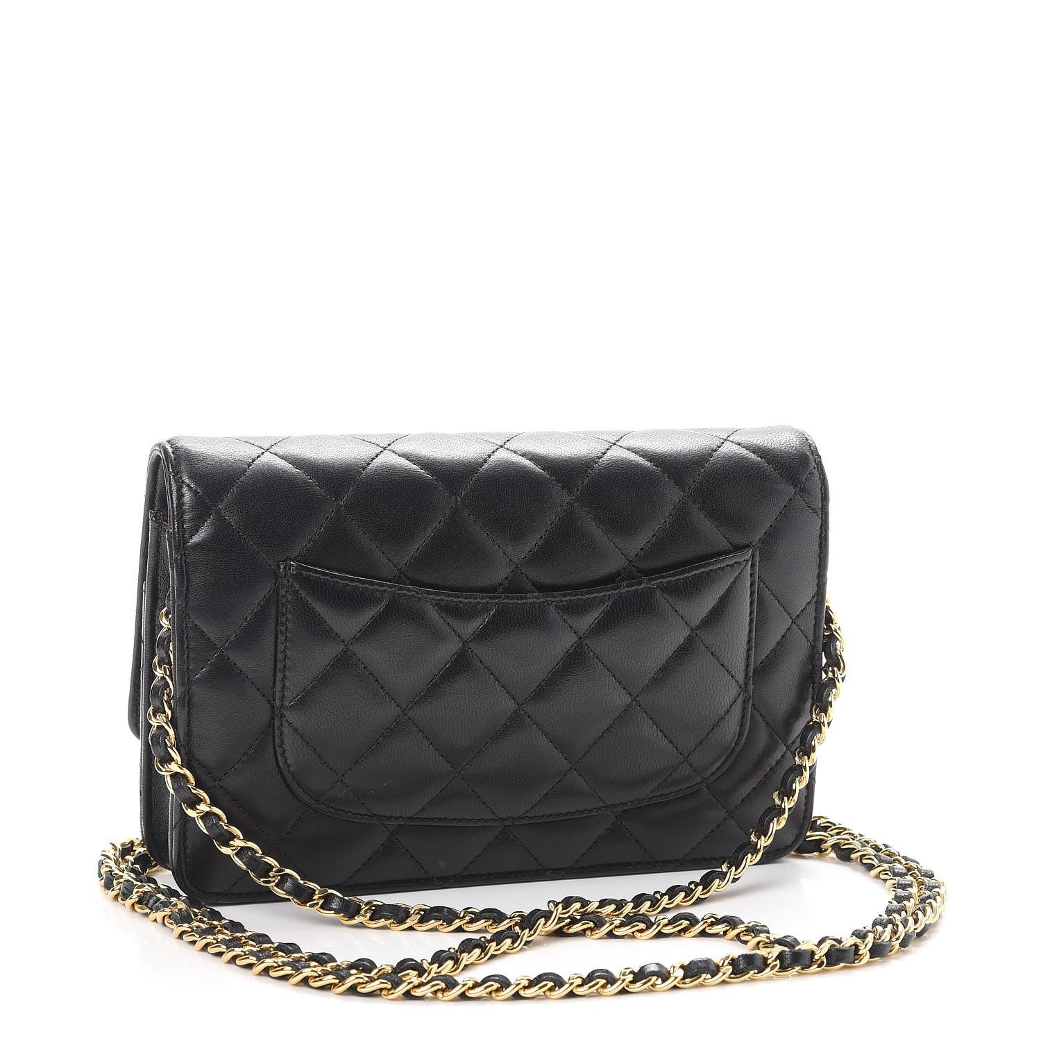 Chanel Lambskin Quilted Wallet On Chain WOC Black 3 of 9