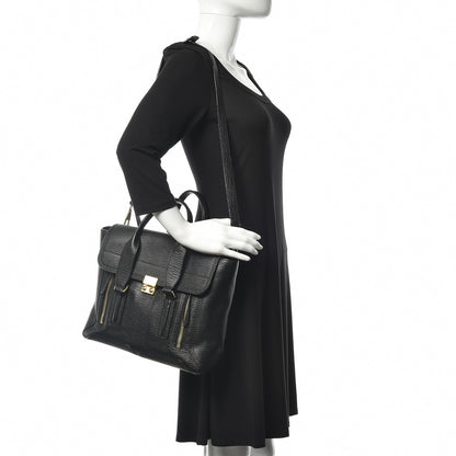 3.1 Phillip Lim 3.1 Textured Calfskin Medium Pashli Satchel Black 2 of 9