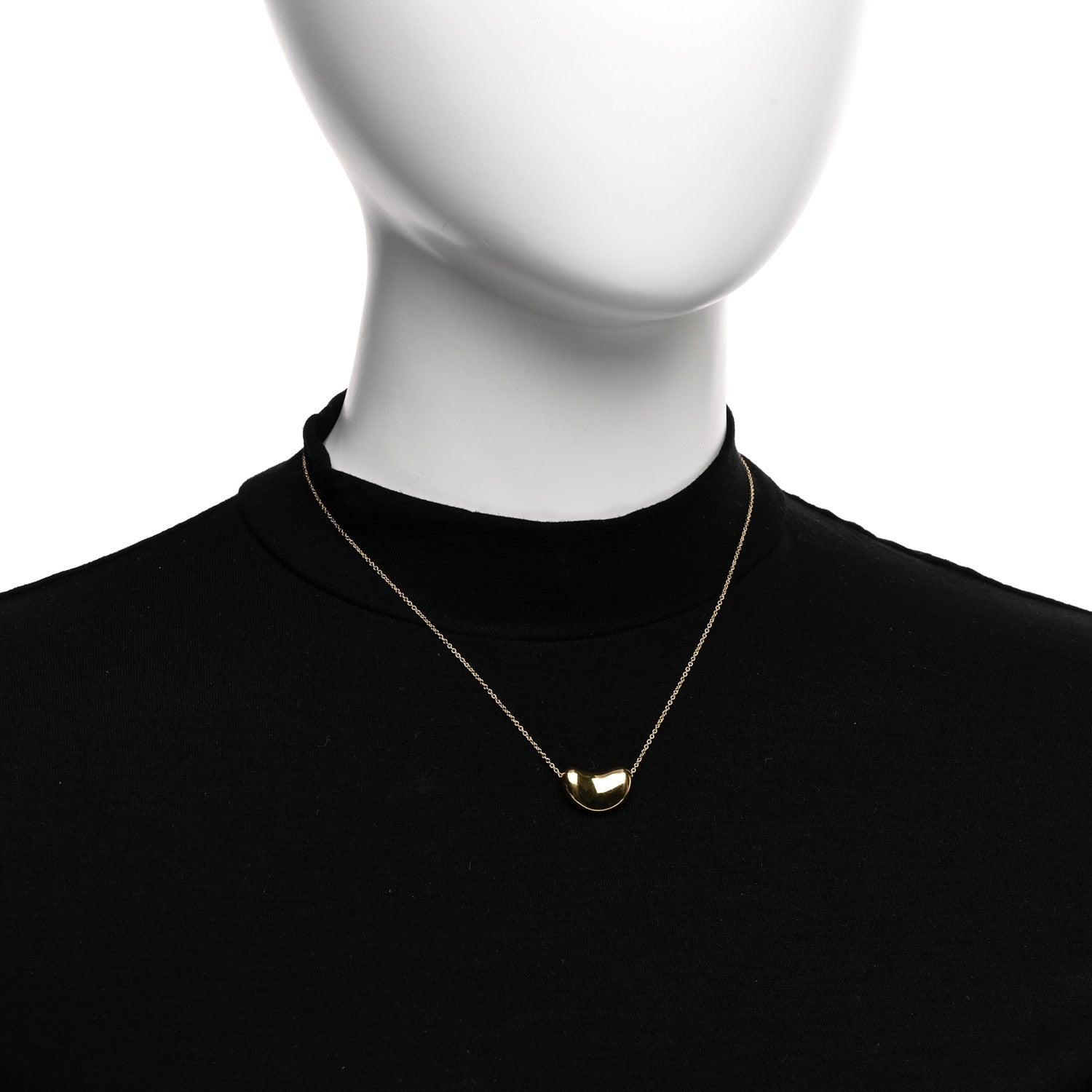 Tiffany 18K Yellow Gold 18mm Elsa Peretti Bean Pendant Necklace 2 of 4