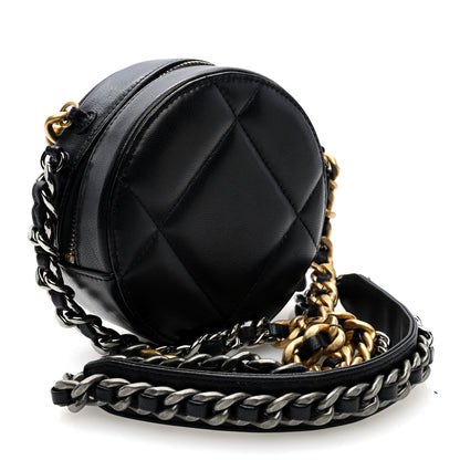 Chanel Lambskin Quilted Chanel 19 Round Clutch With Chain Black 3 of 10