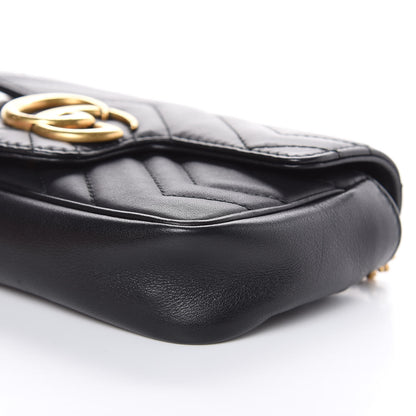 Gucci Calfskin Matelasse Super Mini GG Marmont Shoulder Bag Black 9 of 13