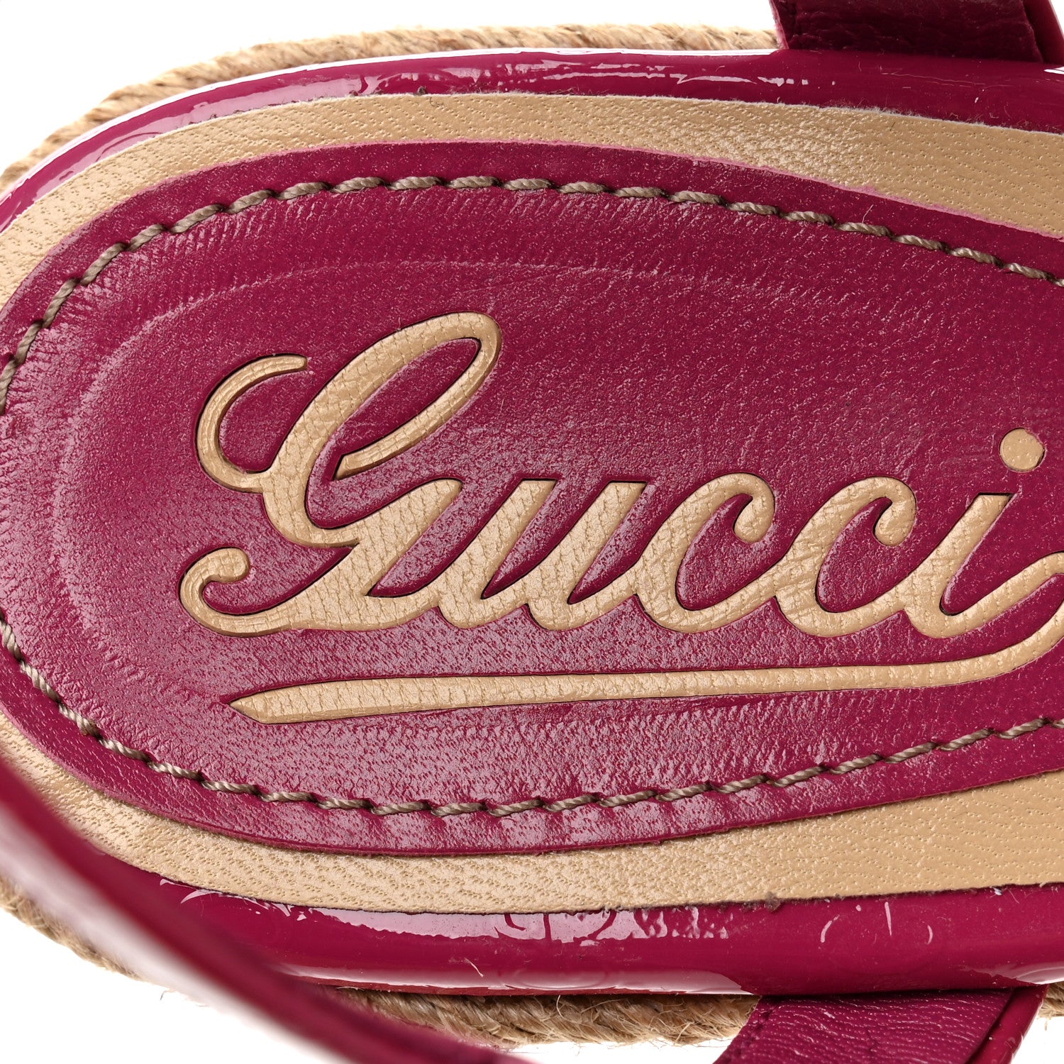 Gucci Patent Microguccissima Penelope Espadrille Wedge Sandals 37  Bright Bouganville 8 of 10