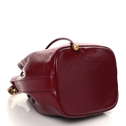 Chanel Shiny Aged Calfskin CC Chain Mini Drawstring Bag Red 4 of 10