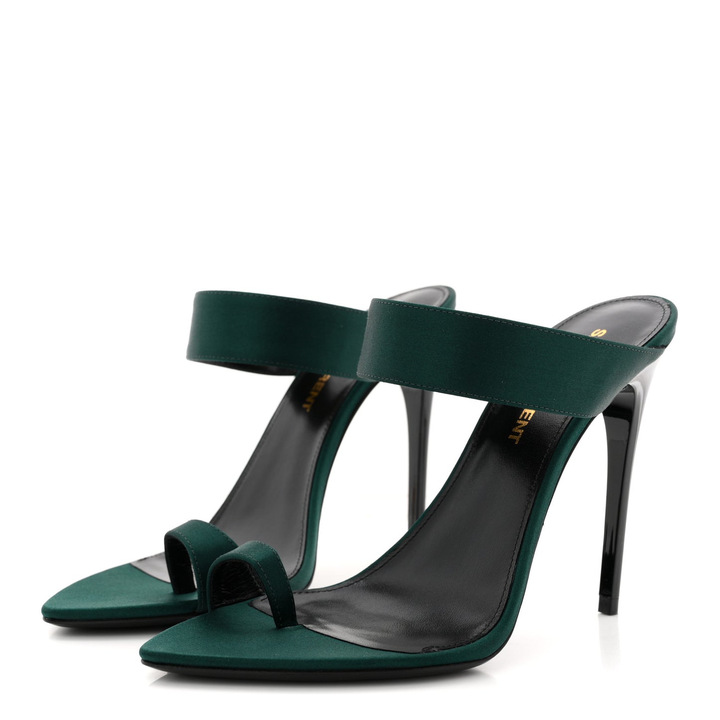 Crepe Satin Martha Mule 110 Sandals 35.5 Dorian Green