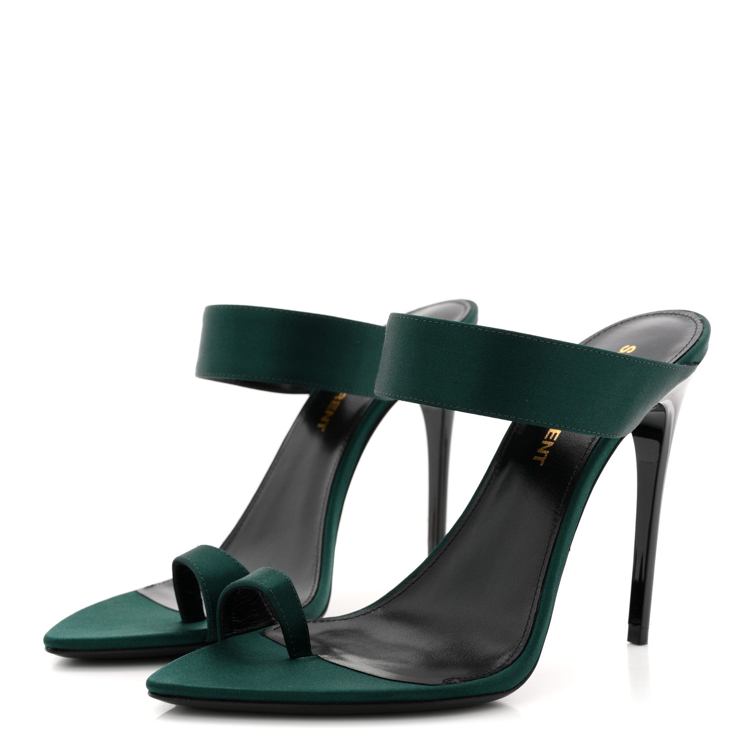 Saint Laurent Crepe Satin Martha Mule 110 Sandals 35.5 Dorian Green 4 of 10