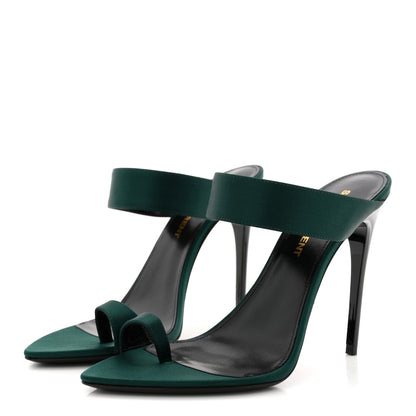 Saint Laurent Crepe Satin Martha Mule 110 Sandals 35.5 Dorian Green 4 of 10