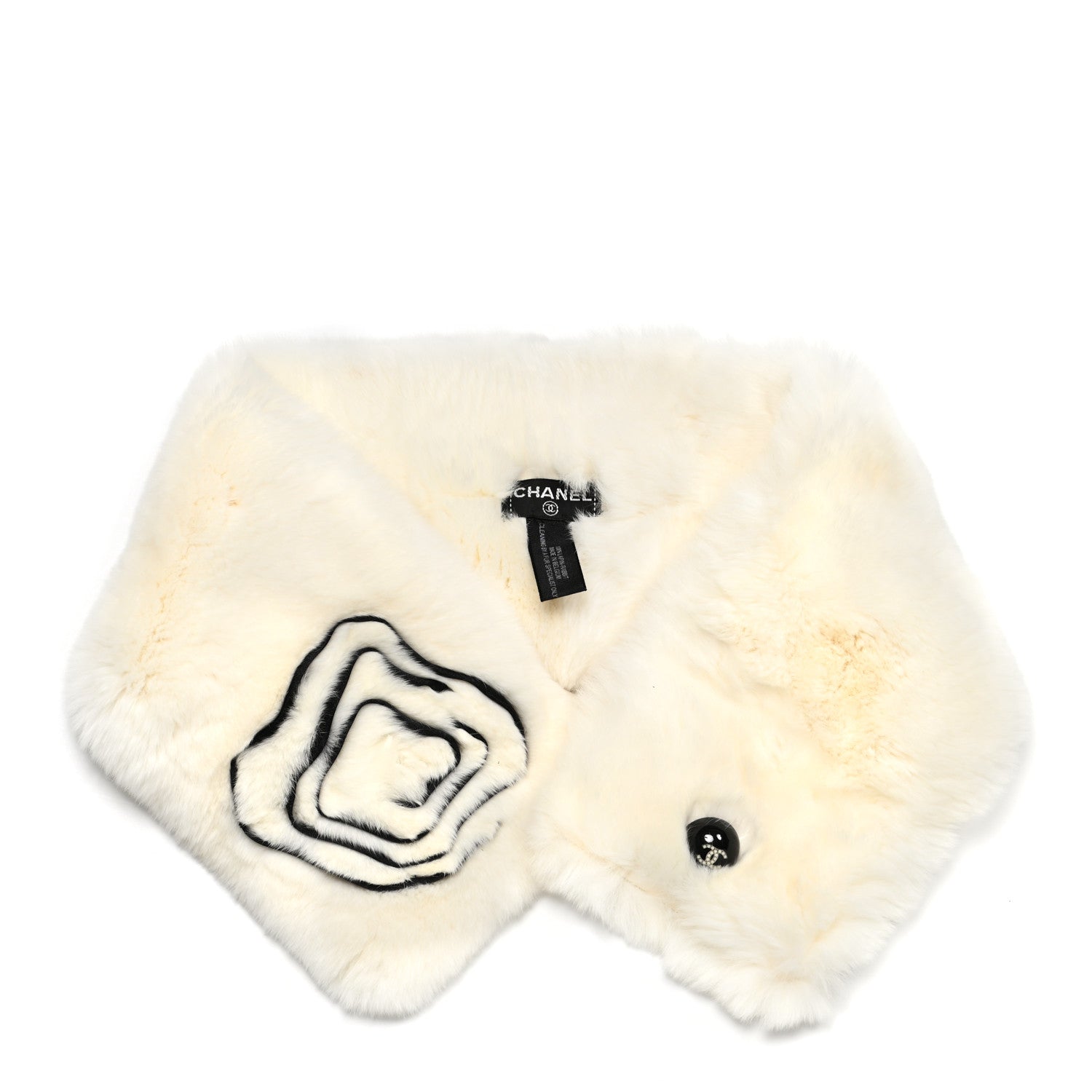 Chanel Rabbit Fur CC Scarf White 1 of 4