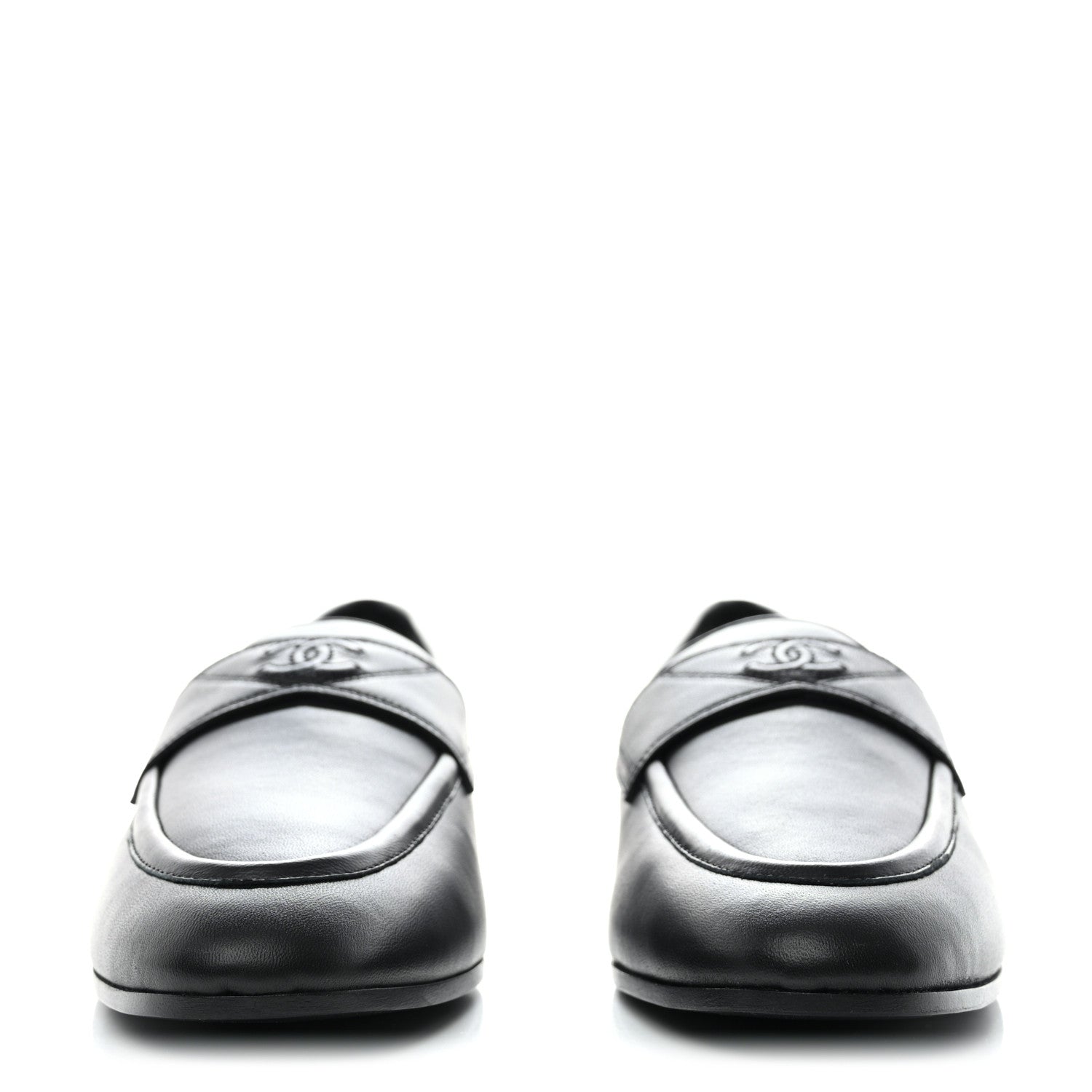 Chanel Calfskin Lambskin CC Loafers 39 Black 2 of 12