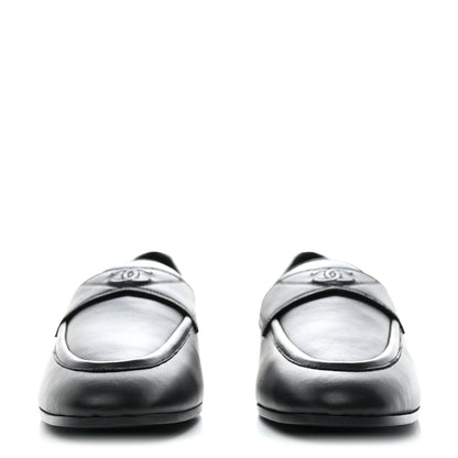 Chanel Calfskin Lambskin CC Loafers 39 Black 2 of 12