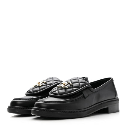 Chanel Lambskin Quilted CC Turnlock Loafers 39 Black 3 of 8