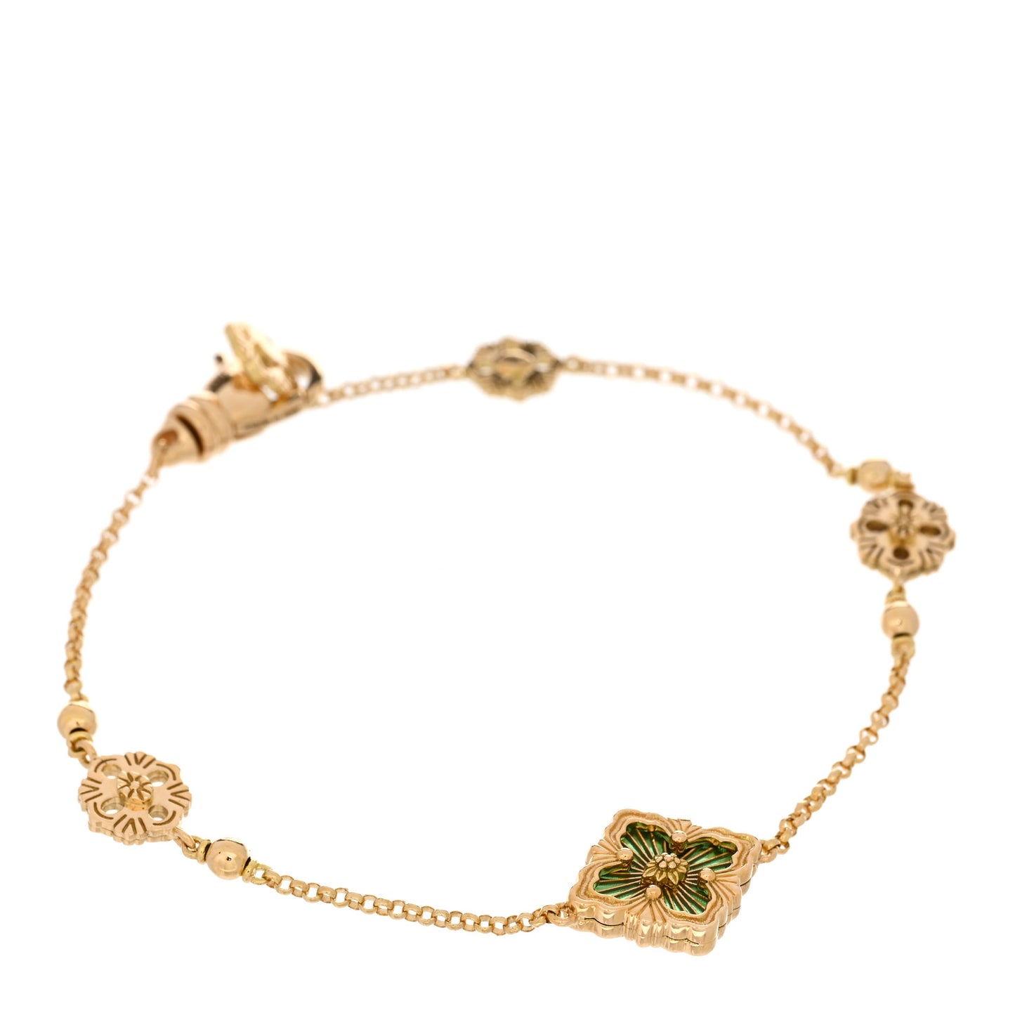 18K Yellow Gold Enamel Opera Tulle Bracelet Green