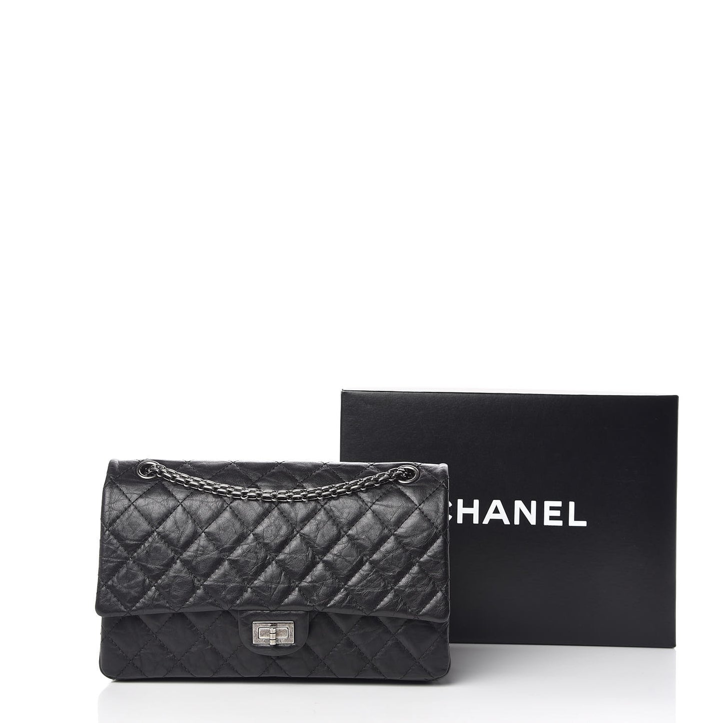Aged Calfskin Quilted 2.55 Reissue 226 Flap Black
