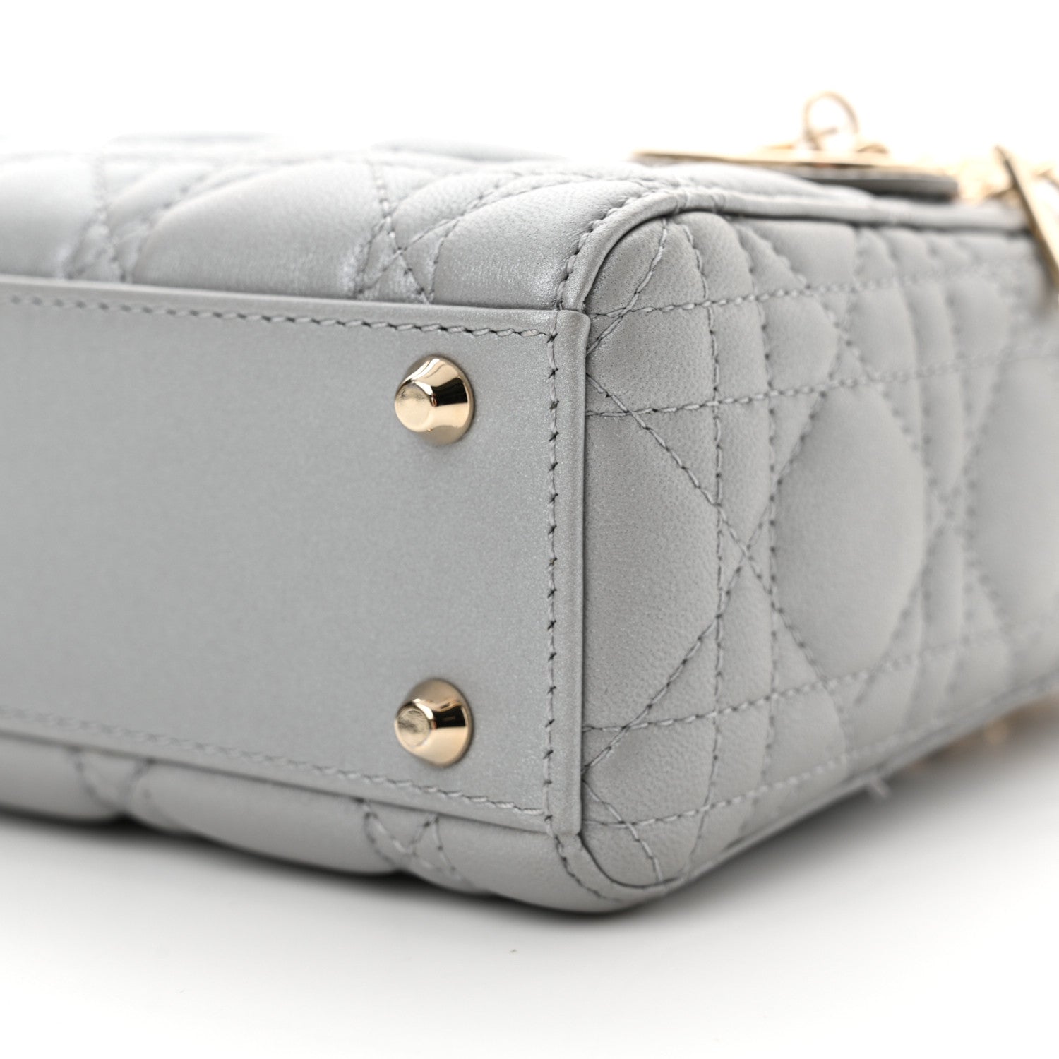 Christian Dior Metallic Lambskin Cannage Mini Lady Dior Grey 10 of 12