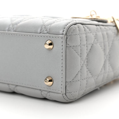 Christian Dior Metallic Lambskin Cannage Mini Lady Dior Grey 10 of 12