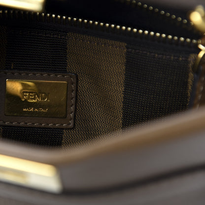Fendi Vitello Seta Fabric Jacquard Pequin Medium Peekaboo Iconic Satchel Foresta Tobacco 10 of 12