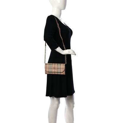 Burberry Haymarket Check Henley Wallet On Chain Dusty Pink 2 of 15