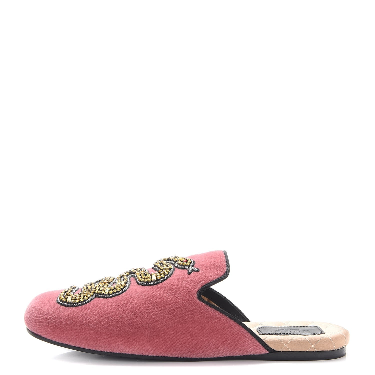 Gucci Velvet Embellished Evening Slippers 37 Pink 1 of 8