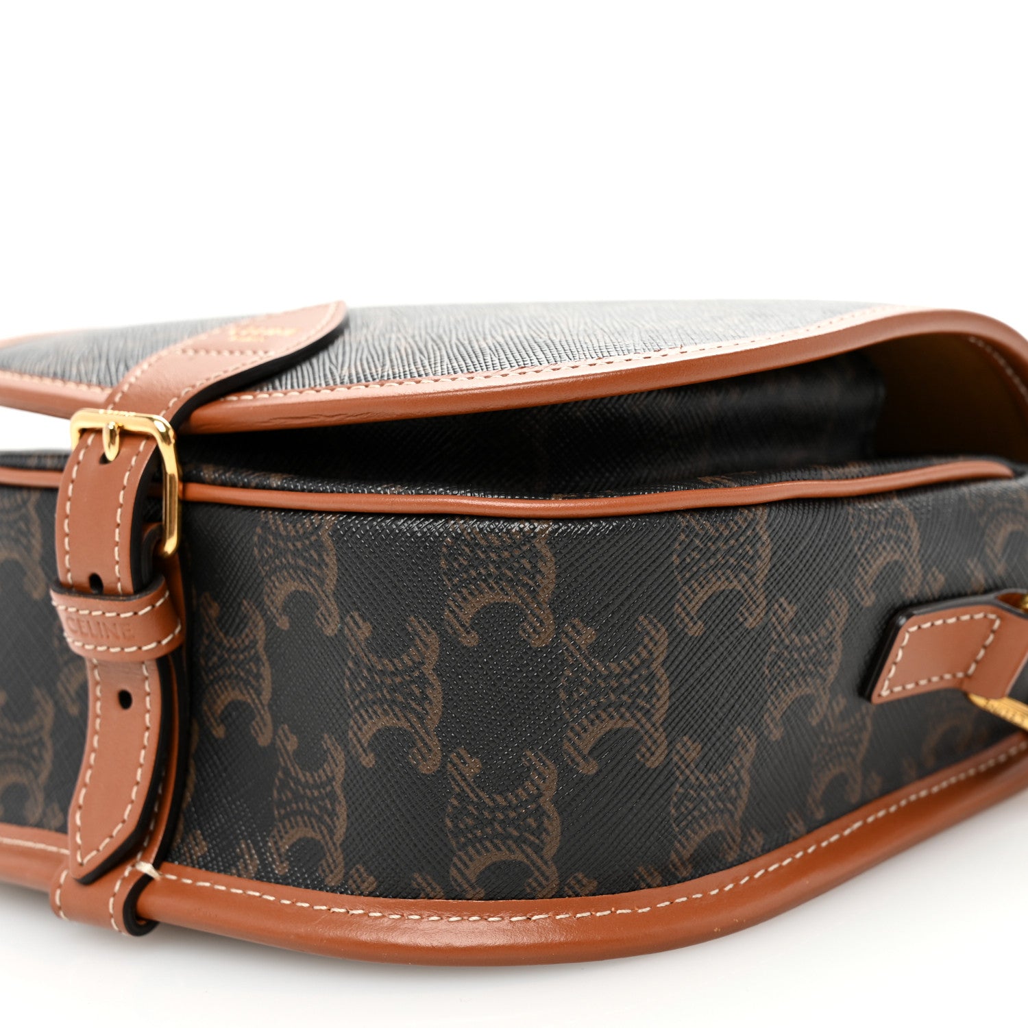 Celine Triomphe Canvas Medium Folco Bag Tan 9 of 9
