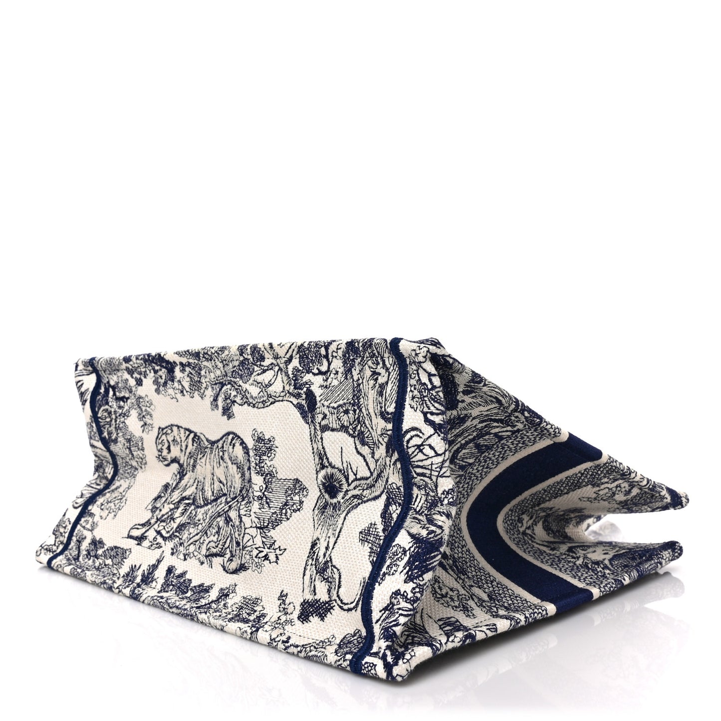 Canvas Embroidered Medium Dioriviera Toile De Jouy Book Tote Blue