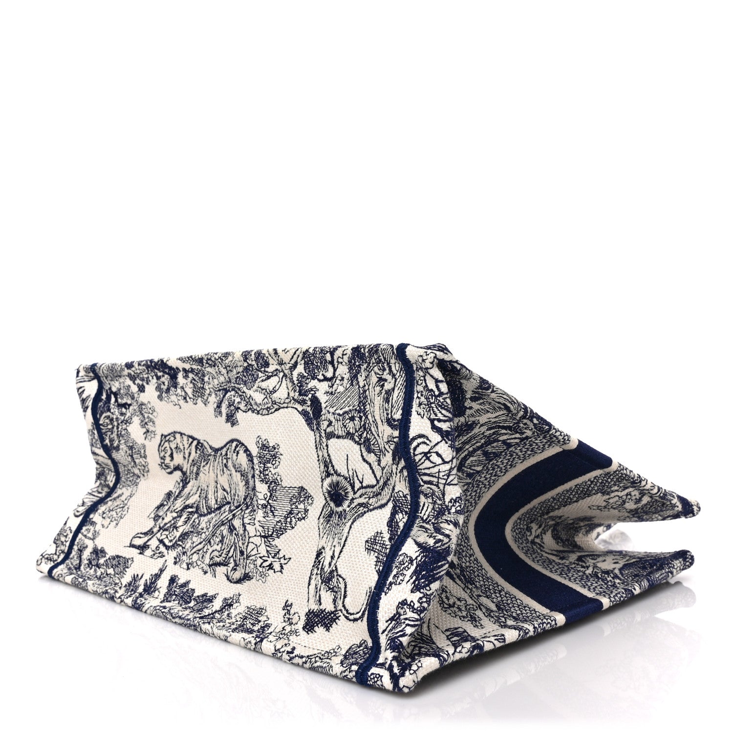 Christian Dior Canvas Embroidered Medium Dioriviera Toile De Jouy Book Tote Blue 8 of 8