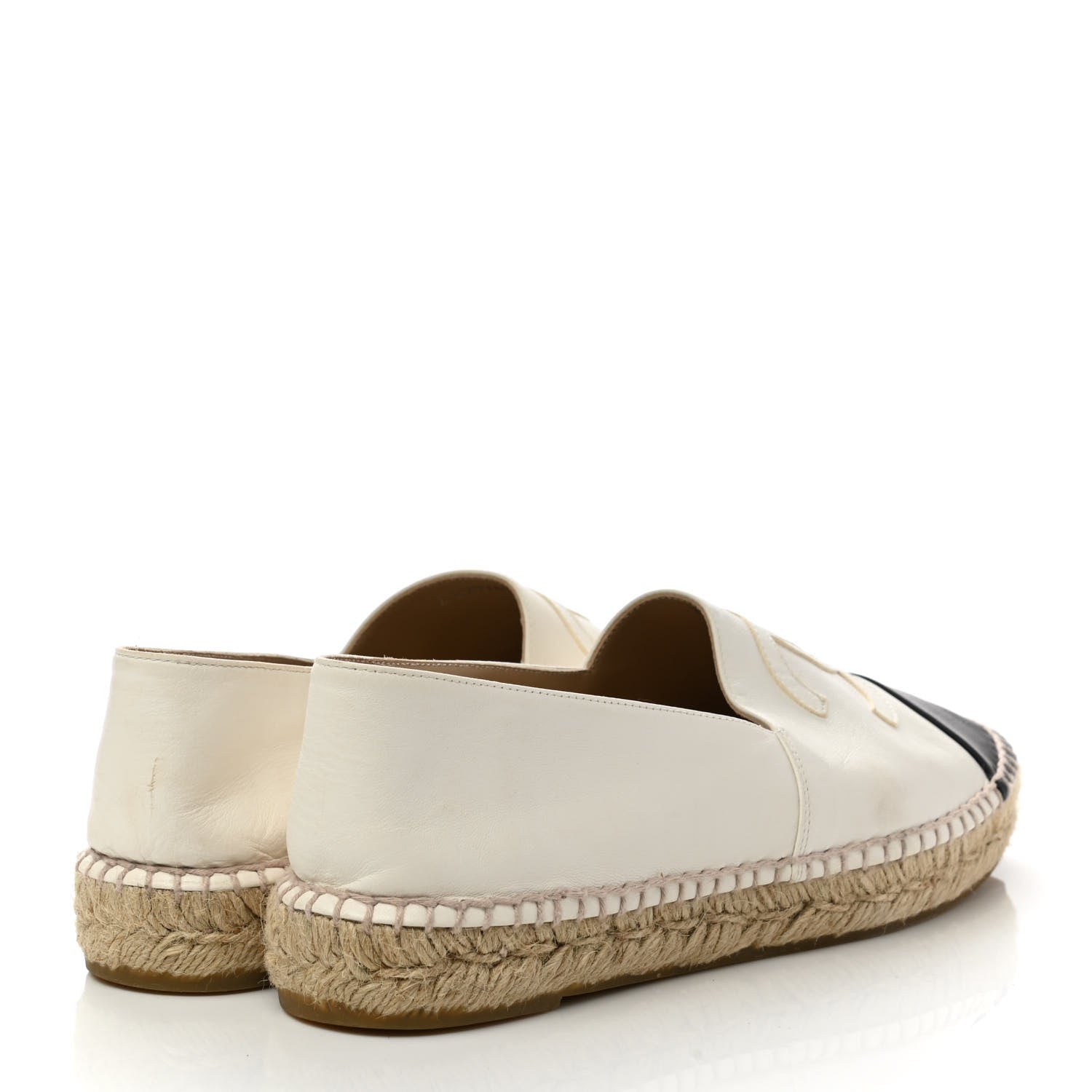 Chanel Calfskin Grosgrain CC Espadrilles 39 Ivory Black 4 of 10
