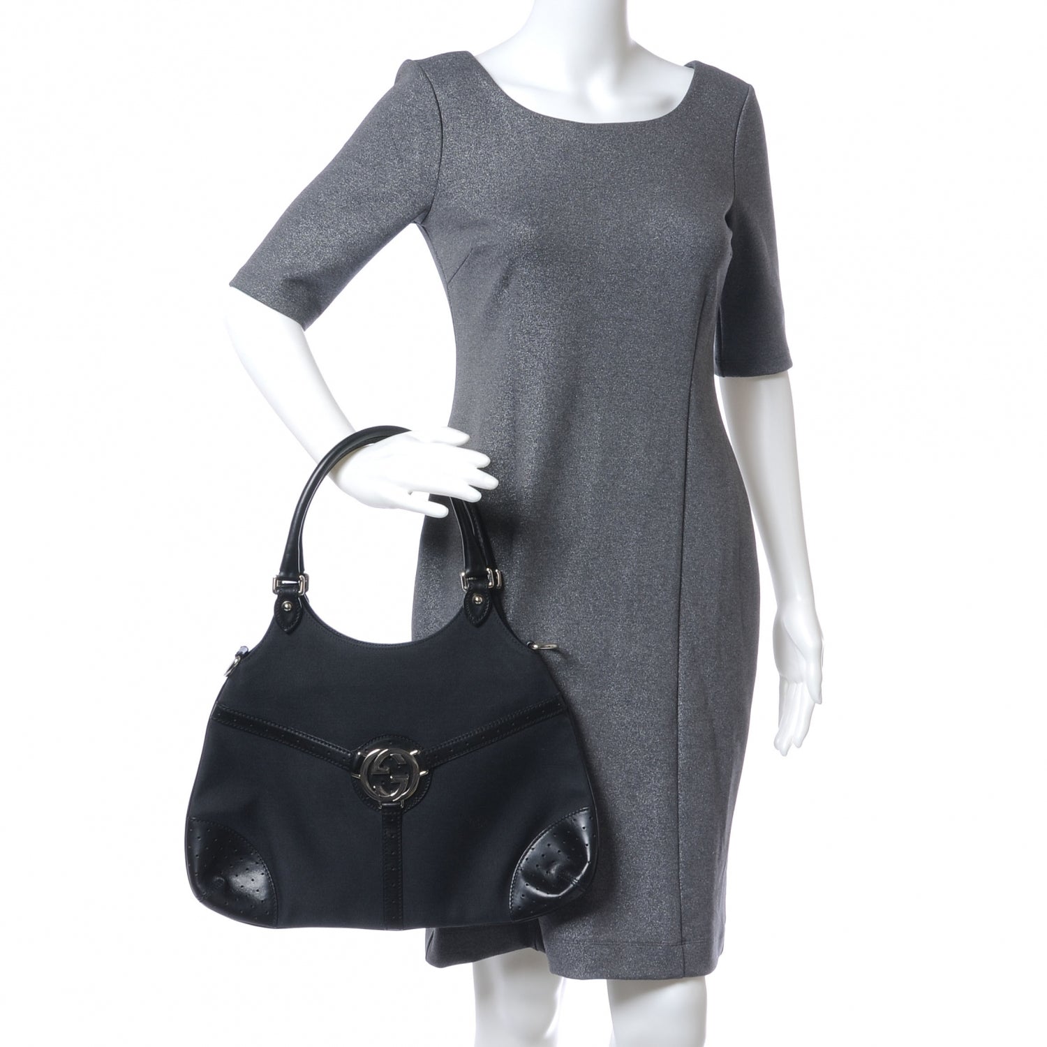 Gucci Canvas Reins Hobo Black 2 of 7