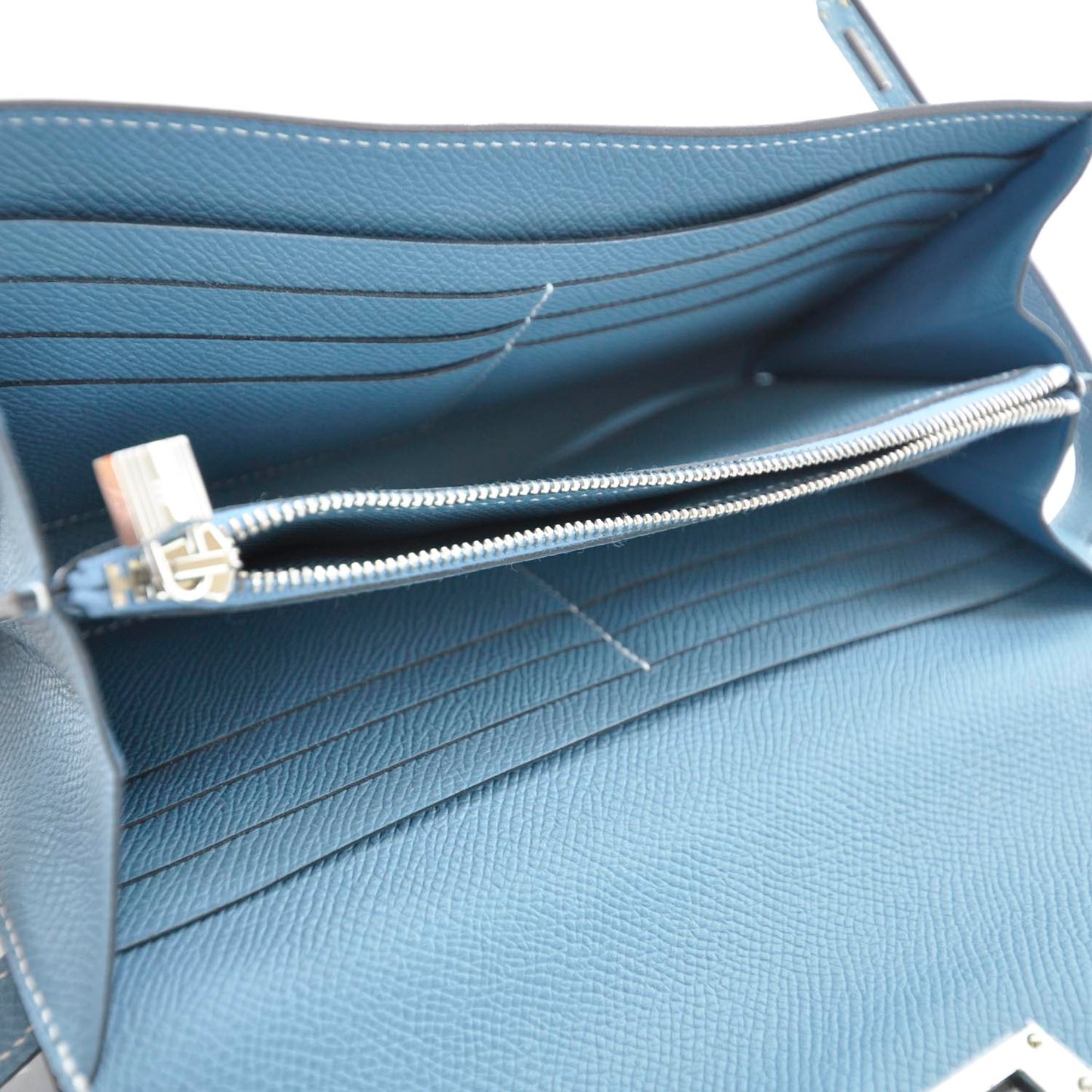 Epsom Kelly Longue Wallet Blue Jean
