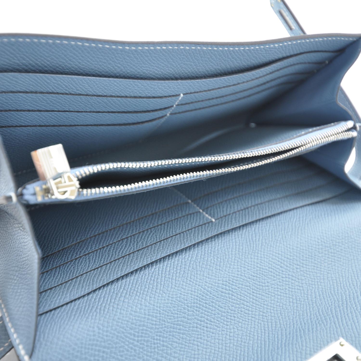 Hermes Epsom Kelly Longue Wallet Blue Jean 5 of 8