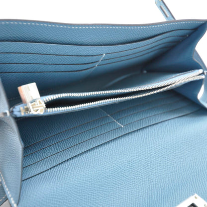 Hermes Epsom Kelly Longue Wallet Blue Jean 5 of 8