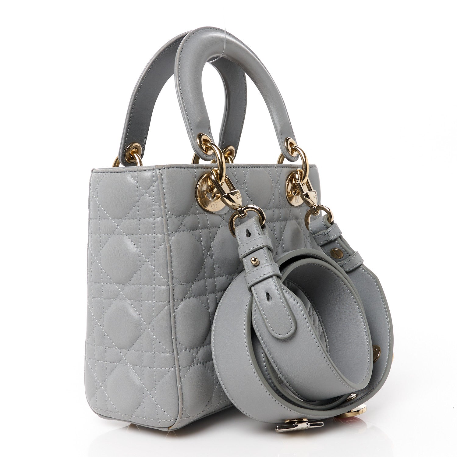 Christian Dior Lambskin Cannage Small Lucky Badges Lady Dior Grey 3 of 10