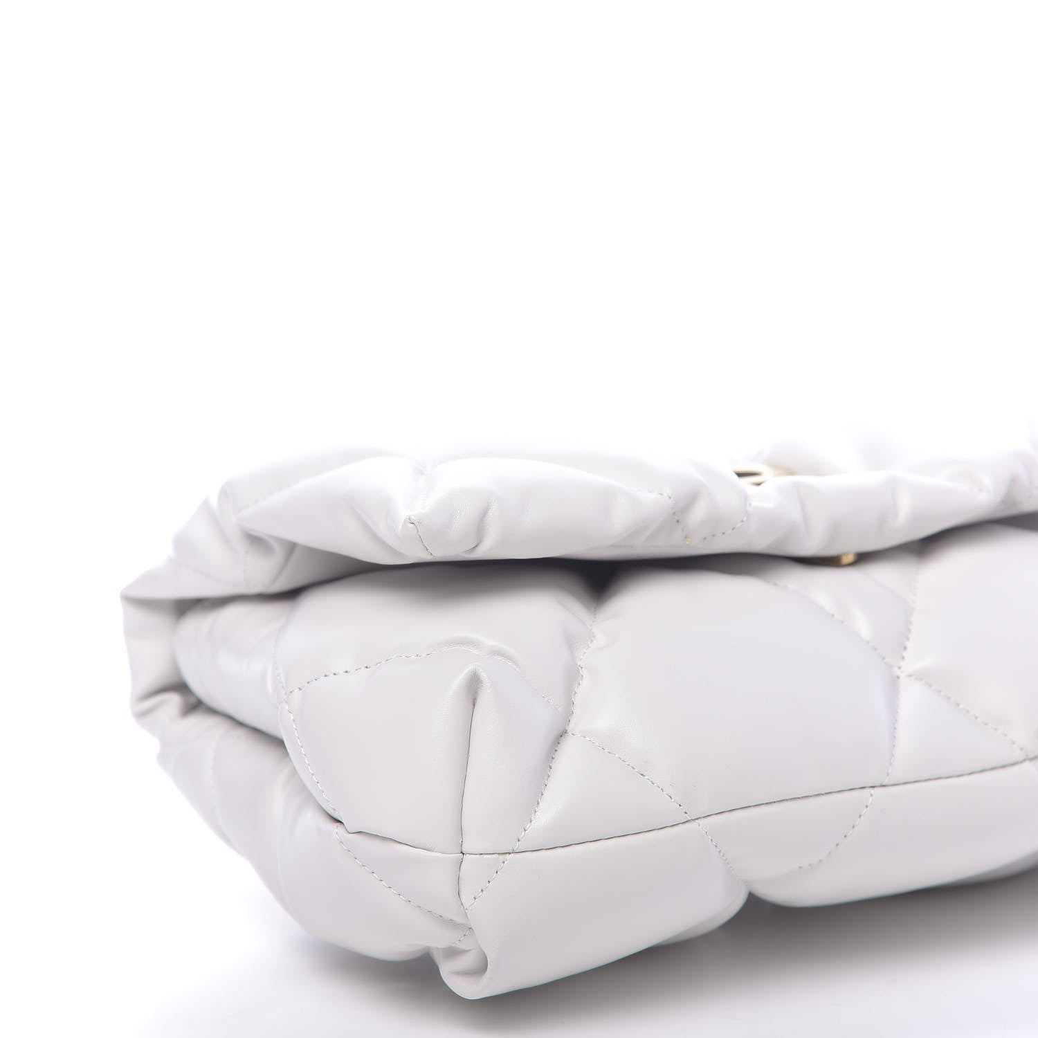 Balenciaga Nappa Calfskin Quilted Touch B Puffy Clutch White 7 of 9