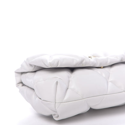 Balenciaga Nappa Calfskin Quilted Touch B Puffy Clutch White 7 of 9