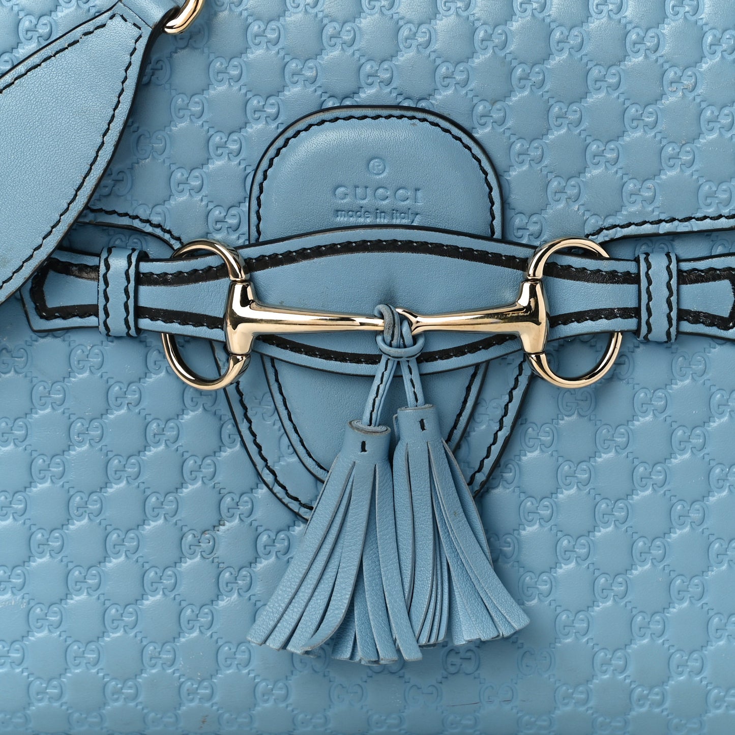 Microguccissima Medium Emily Chain Shoulder Bag Mineral Blue