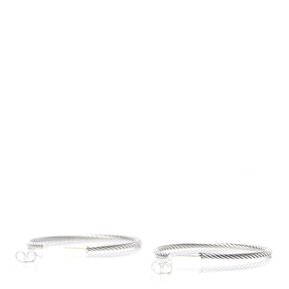 David Yurman Sterling Silver 14K Yellow Gold Medium Cable Classics Hoop Earrings 3 of 7