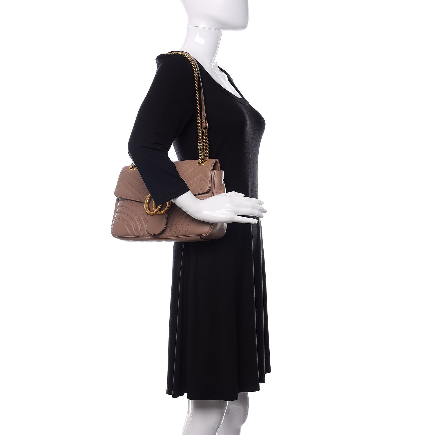 Gucci Calfskin Matelasse Medium GG Marmont Shoulder Bag Porcelain Rose 2 of 16