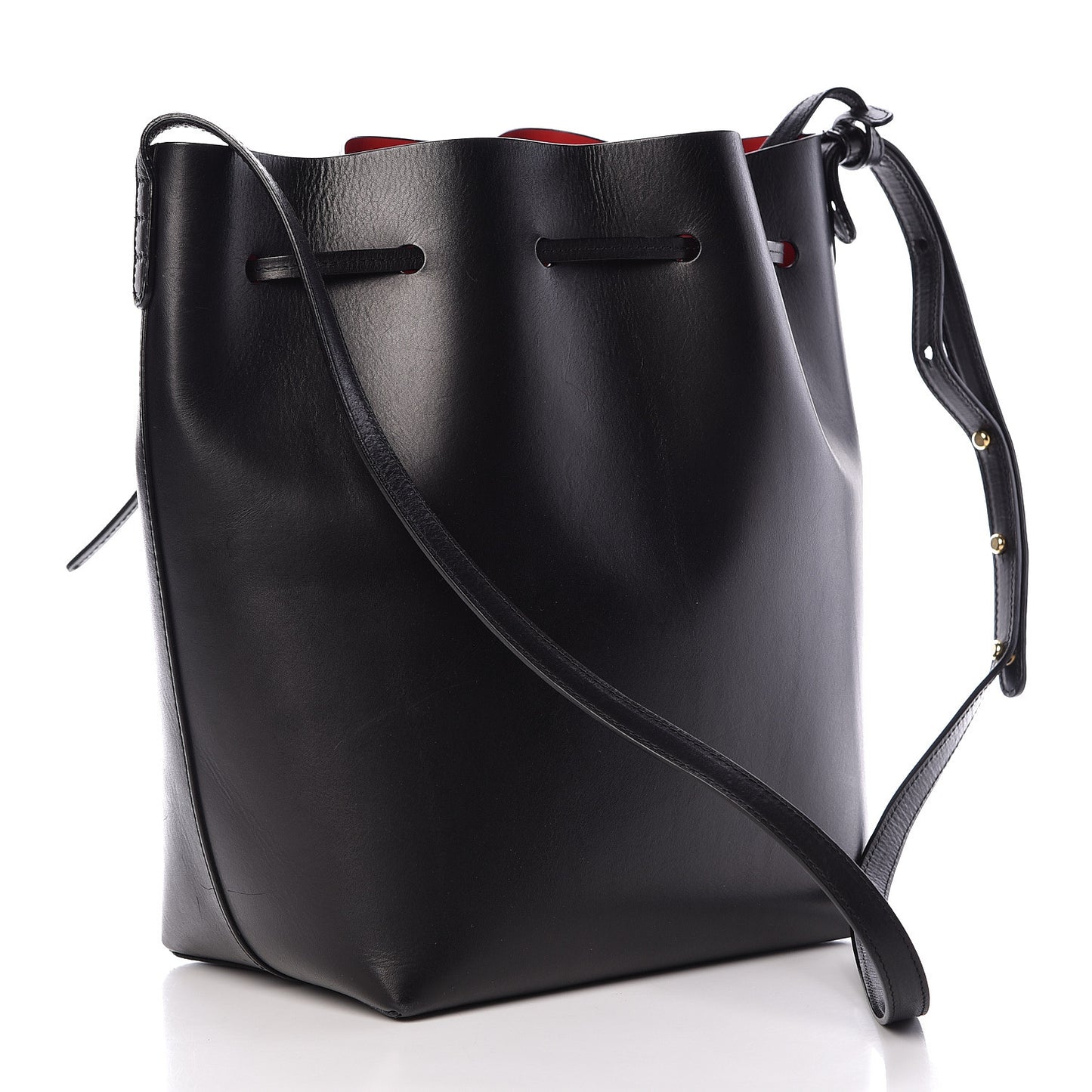 Vegetable Tanned Calfskin Bucket Bag Black Flamma