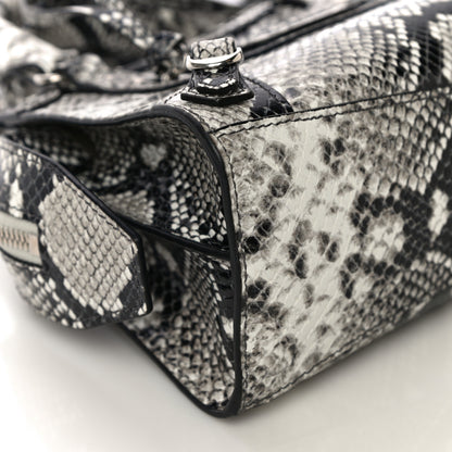 Balenciaga Grained Calfskin Snake Effect Neo Classic Silver Hardware Mini City Black White 7 of 8