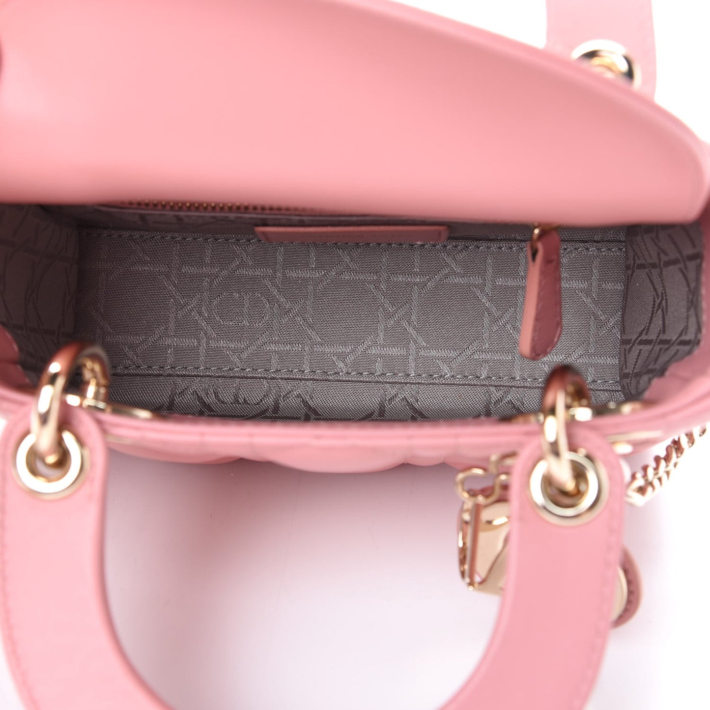 Lambskin Cannage Mini Lady Dior Rose Clair