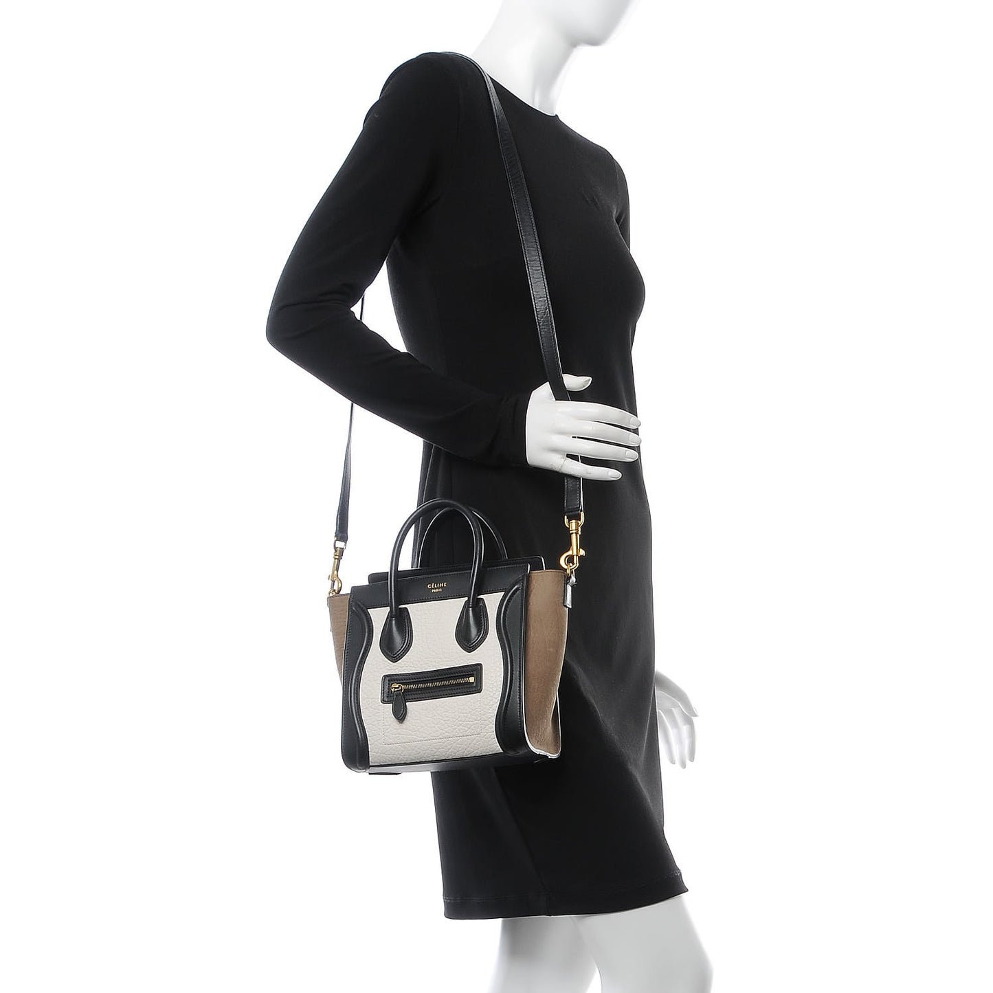Bullhide Calfskin Suede Nano Tri-Color Luggage White