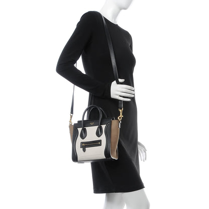 Celine Bullhide Calfskin Suede Nano Tri-Color Luggage White 2 of 7
