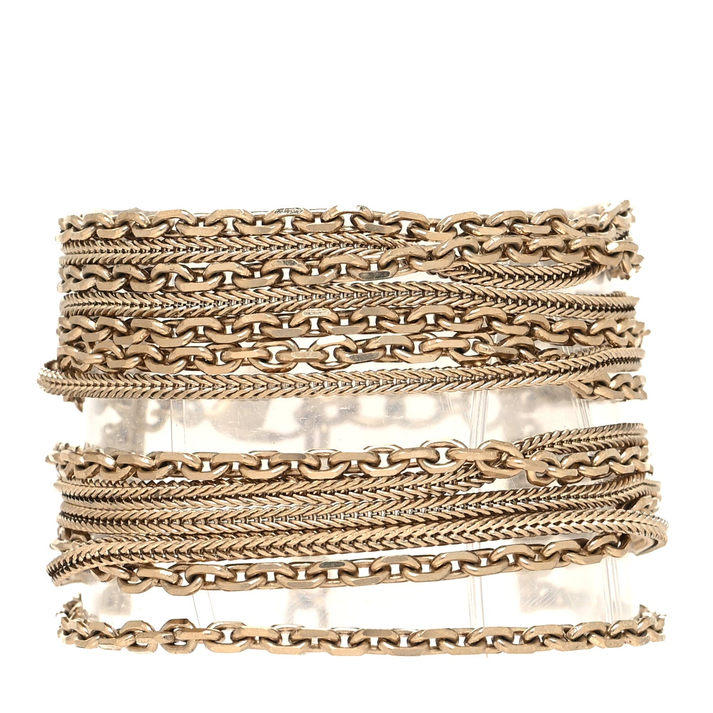 Metal Multistrand Chain CC Bracelet Gold